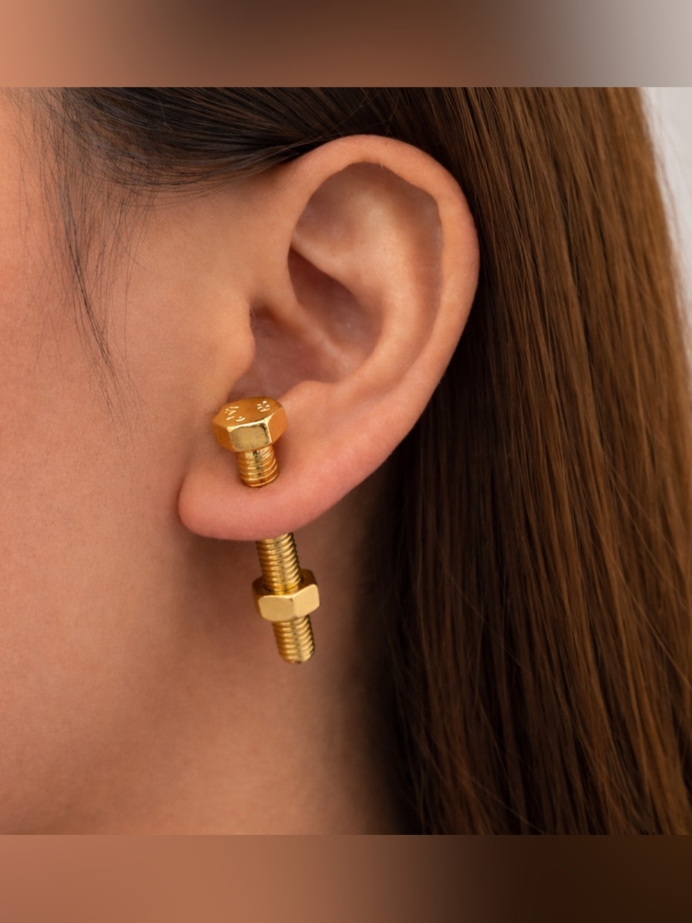New Unisex Stainless Steel Bolt Earring Jackets / Bolt & Washer Earrings Punk